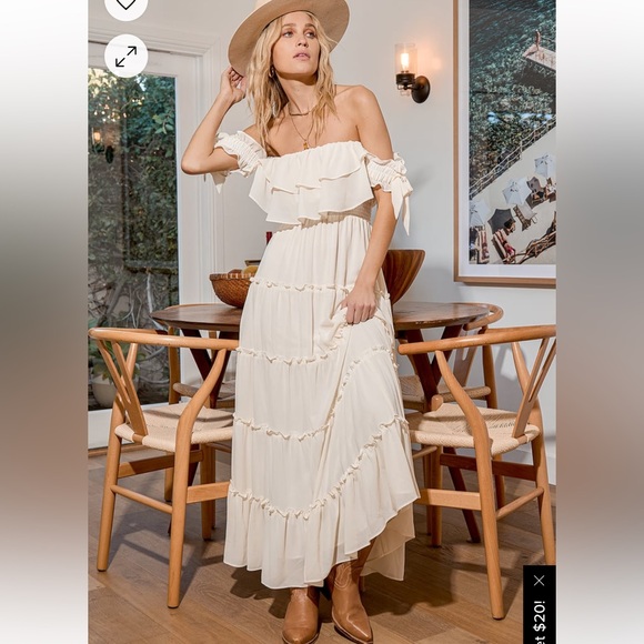 Lulus Dresses & Skirts - Lulu’s Chance For Us Ivory Off-the-Shoulder Ruffled Maxi Dress